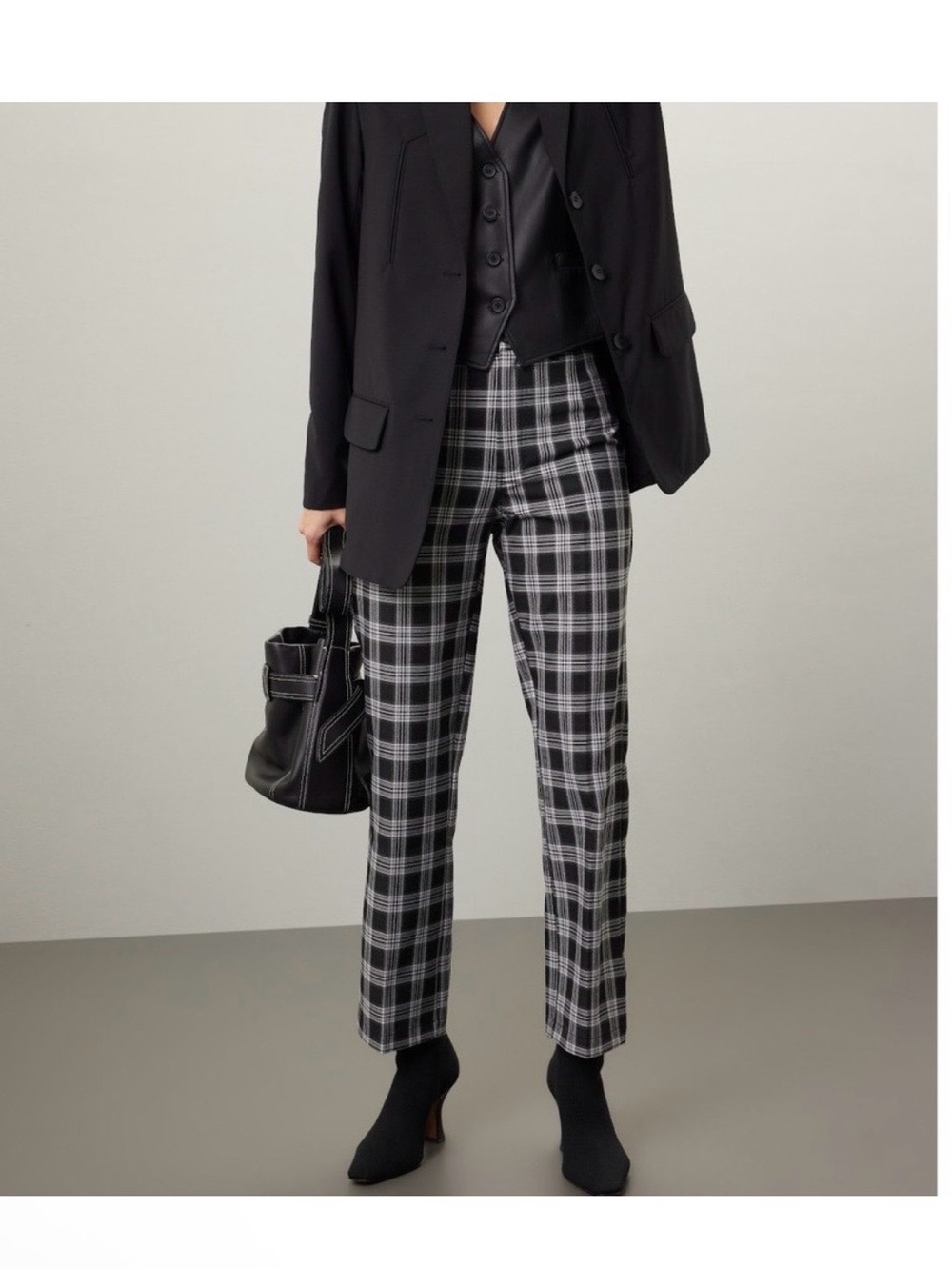 REFORMATION FRANKLIN CHECKED TROUSERS SIZE 2